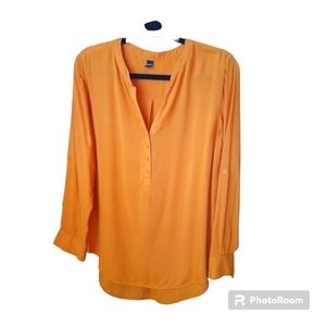 Linen Long Sleeve Button Front Blouse